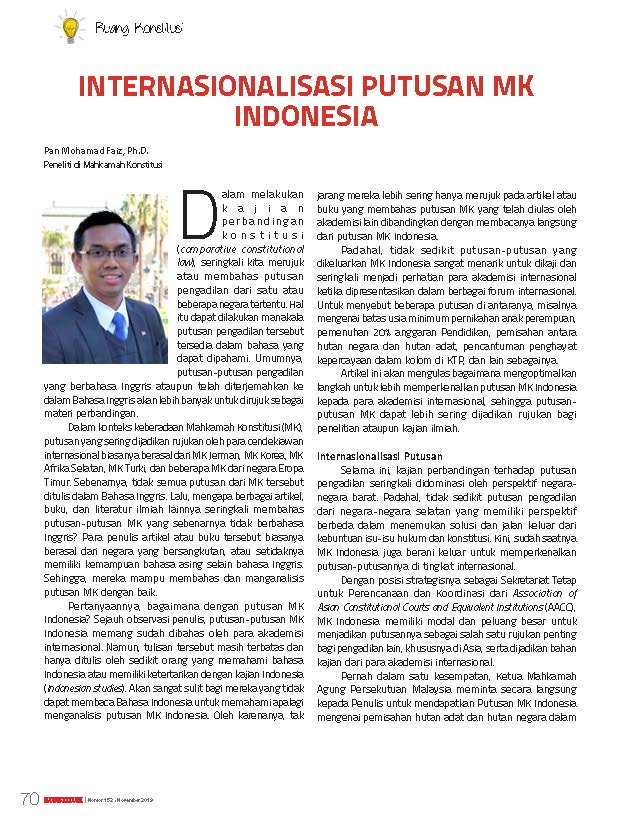 Internasionalisasi Putusan MK Indonesia | Pan Mohamad Faiz ...